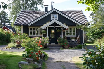 A nostalgic countryside with a quaint bungalow