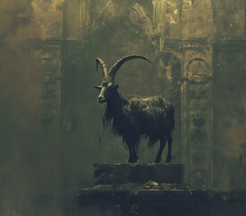 Portrait of goat animal for atmospheric as gothic 