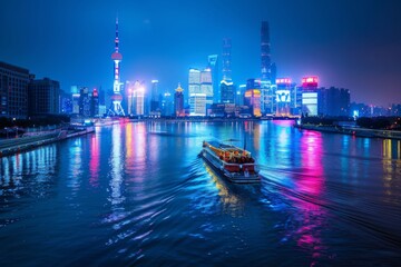 Fototapeta premium night scene of a tranquil river