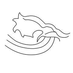 Hand drawn Japan wave. Wave line vector ilustration
