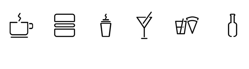 Shopping Mall icons set. Set of food signs cafe, bar restaurant. Modern simple vector. Graphics pictograms sign
