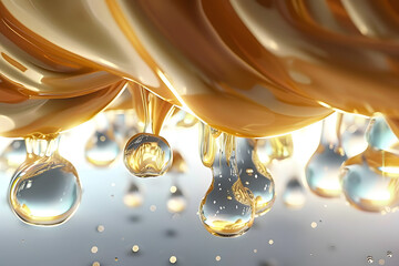 3d Animation of liquid oil or serum shampoo drop to Hair root, Repair damaged hair concept.