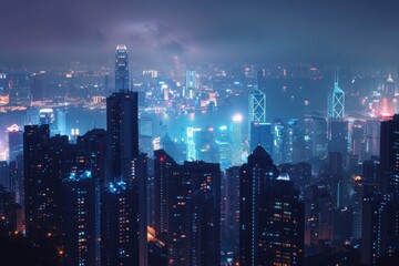 Obraz premium city skyline with skyscrapers