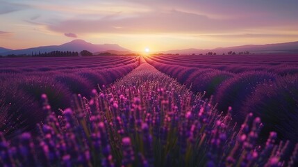 Picturesque lavender fields in valensole, provence  stunning summer landscape in france