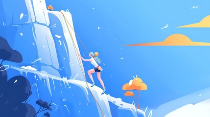 Obraz premium Conquering the challenge: woman rock climbing