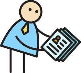 Businessman Holding Job Application Stick Figure
