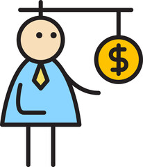 Businessman and Debt Trap Stick Figure
