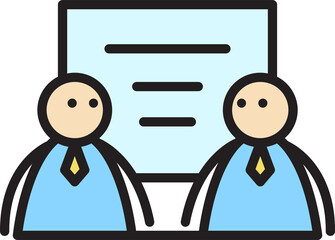 Businessman and Board Meeting Stick Figure
