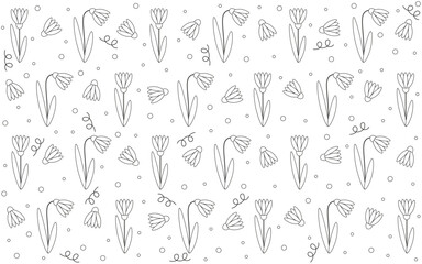 Vector summer Flowers Seamless Pattern in trendy Sketch Doodle style. Retro Grunge Hand Drawn Floral endless ornament. Vector for Wall, textile print. Editable stroke. EPS 10