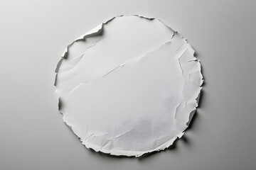 Fototapeta premium White paper circle vintage with torn edges isolated on light grey background