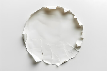 White paper circle vintage with torn edges isolated on light grey background - obrazy, fototapety, plakaty