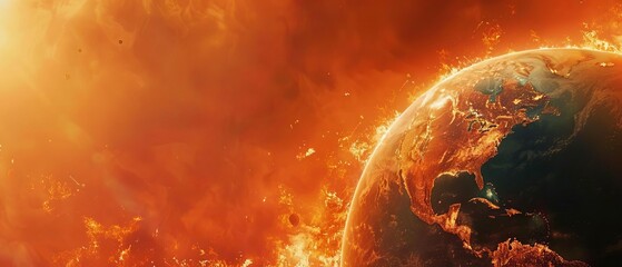 The world is on fire. Global warming is real. We need to act now to save our planet. - obrazy, fototapety, plakaty