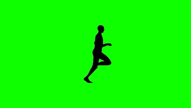 Animation with a man running on the green background (seamless loop)
