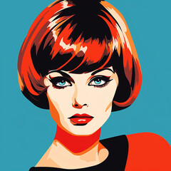 1960s Pop Art Portrait of a Female Fashion Model With a Short Hairstyle