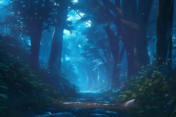 dreamy night scene of a tranquil moonlit forest - perfect for backgrounds