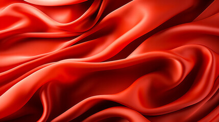 Obraz premium red satin background, red silk background, Background with 3D illustration luxury red silk velvet curtains. Luxury red satin smooth fabric background for celebration, ceremony, event Generated by AI