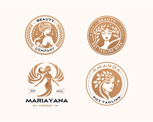 Fototapeta premium Vector elegant beauty woman salon logo design collections for company