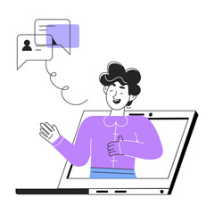 A handy doodle mini illustration of online chat 