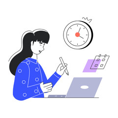A doodle mini illustration of online schedule setting 