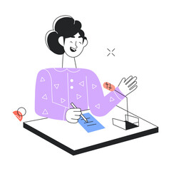 Grab this doodle mini illustration of conducting seminar 