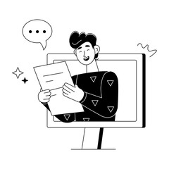 Easy to use doodle mini illustration of online speech 