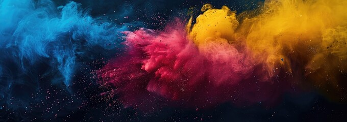 a bunch of colorful smoke coming out of a bottle on a black background - Powered by Adobe