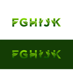F G H I J K Leaf nature font style vector design elements