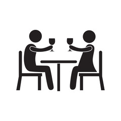 vector flat icon of couple having dinner