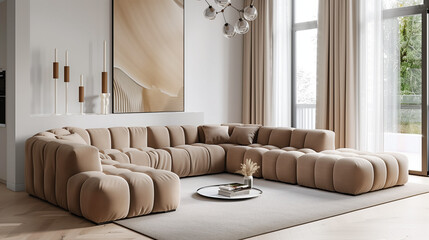 Modern Living Room With Large Sectional Couch