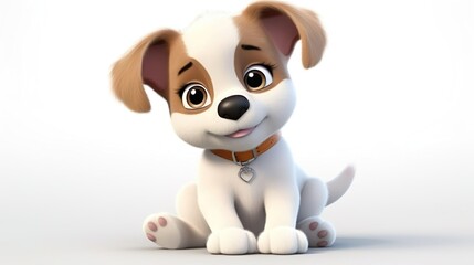 Naklejka premium Cute white Labrador cartoon dog character on a white background.