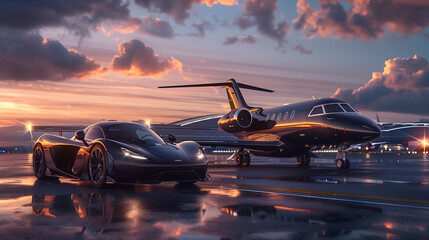 helicopter and car in the night sky