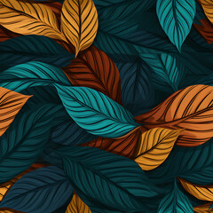 Leaf digital art seamless pattern, the design for apply a variety of graphic works