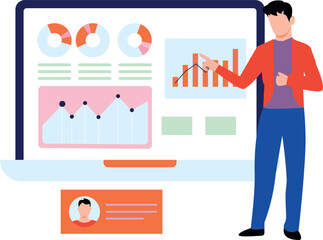 The boy is giving a presentation.