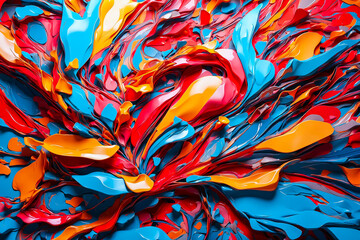 abstract painting, swirling organic shapes, intricate patterns, glossy textures and bright colors in an unusual composition