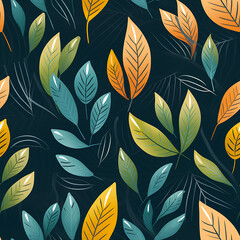 Leaf digital art seamless pattern, the design for apply a variety of graphic works