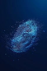 digital fingerprint scan in shiny blue color, high tech, futuristic