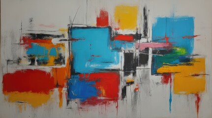 abstract expressionist painting with white background