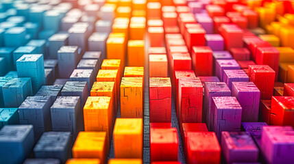 Obraz premium Abstract financial growth concept with colored blocks