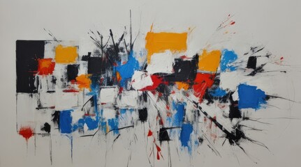 abstract expressionist painting with white background