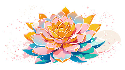 Vibrant Watercolor Lotus Flower Illustration