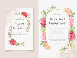 Elegant Floral Vector Wedding Invitation Template Design