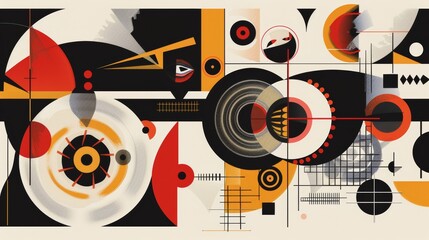 Modern Abstract Art with Geometric Shapes and Vibrant Colors
