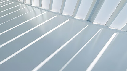 Obraz premium Natural light rays casting shadows on white wall