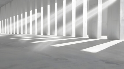 Natural light rays casting shadows on white wall