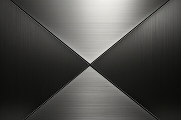 Close-up of stainless steel wall silver black intersecting X stripes in groove joint shape