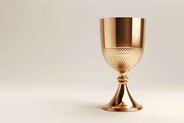 Golden bowl cup on white background