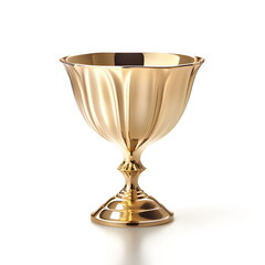 Golden bowl cup on white background