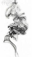 Dynamic black smoke flowing against white background