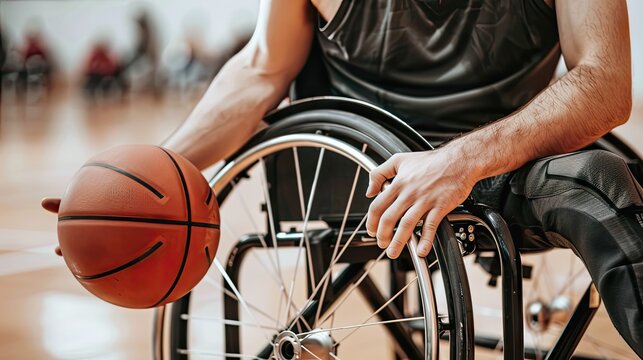 Wheelchair Hoops: Man With Basketball