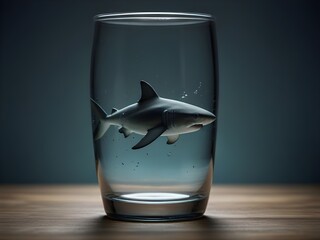 Shark in a glass of water, shark in the glass, fish in the glass, fishing